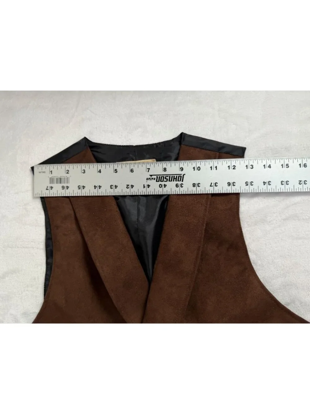 Scully Mens Brown Faux Suede Western Vest Shawl Collar Made in USA Small Lined